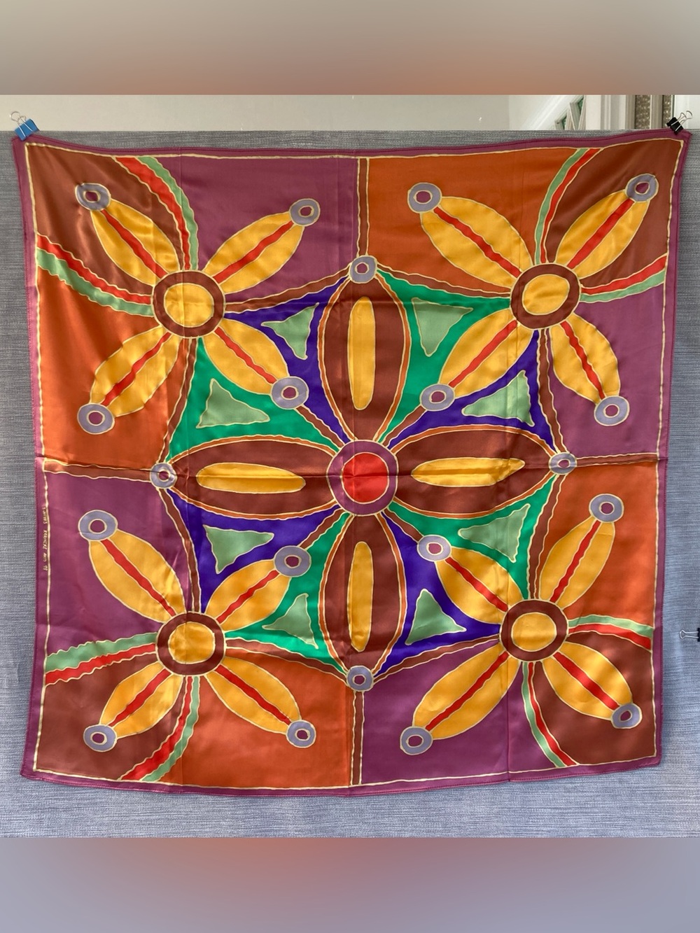90s abstract silk scarf square